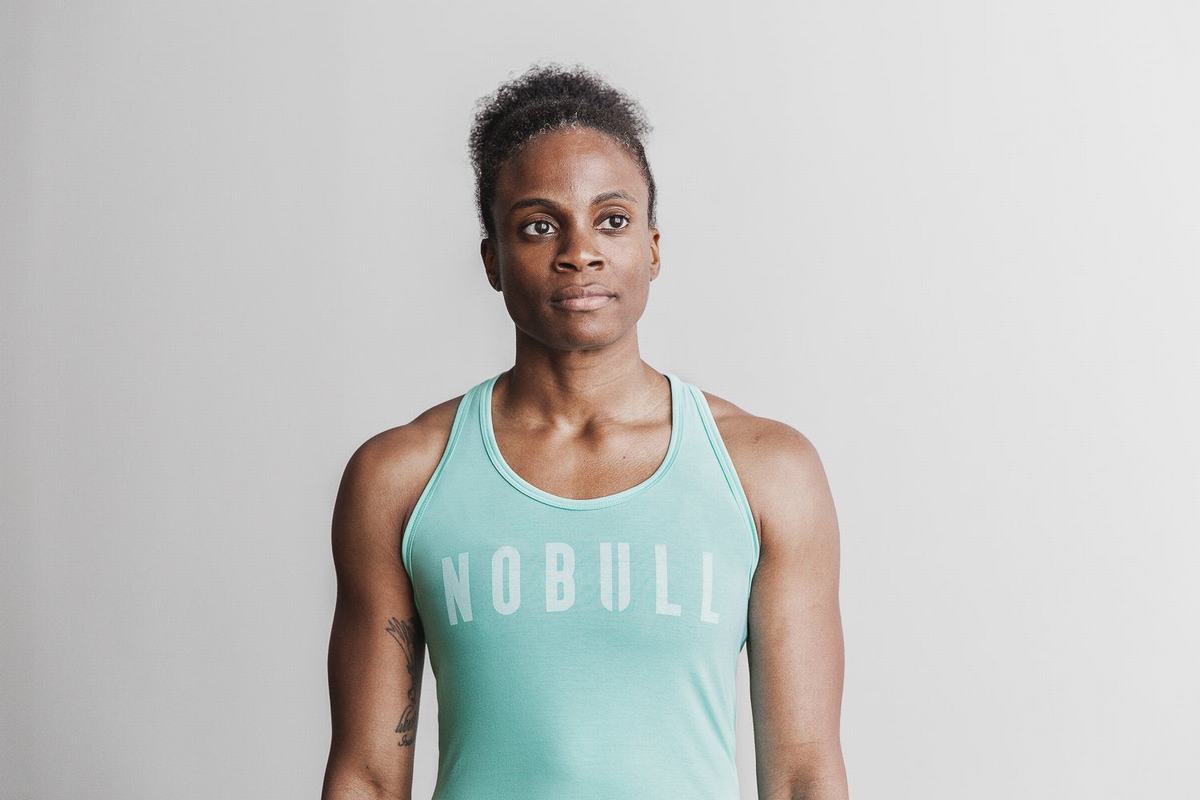 Nobull Racerback Women's Tank Tops Light Turquoise | Australia (PW2573)